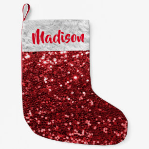 Christmas Glitter Sequin Glam red Personalized Small Christmas Stocking