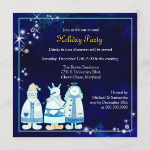 Christmas Glitter Three Wise Men Holiday Party Invitation