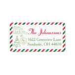 Christmas Glitter Vintage Air Mail Shipping Label<br><div class="desc">A cute vintage air mail style shipping address label with a glitter appearance red and green diagonal stripes border. Vintage stamps and Christmas tree stamps on the left hand side. Personalize with your return address.</div>