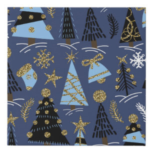 Christmas Glitter: Vintage Pattern Faux Canvas Print
