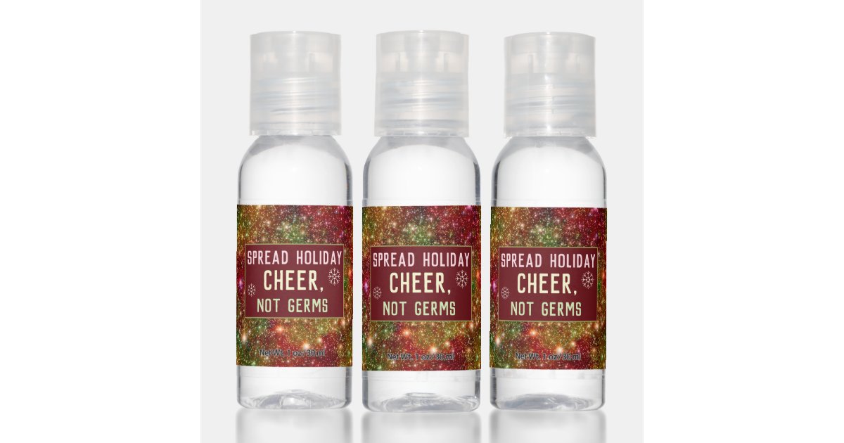 Christmas Glittery Stars Holiday Cheer Custom Text Hand Sanitizer | Zazzle