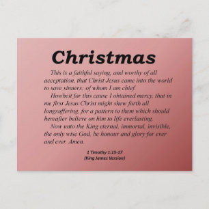 Christmas Glory to God Forever 1 Timothy 1-15 Holiday Postcard