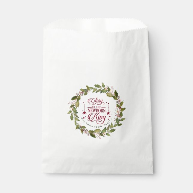 Christmas Glory to the New Born King Monogram Favor Bag (Front)