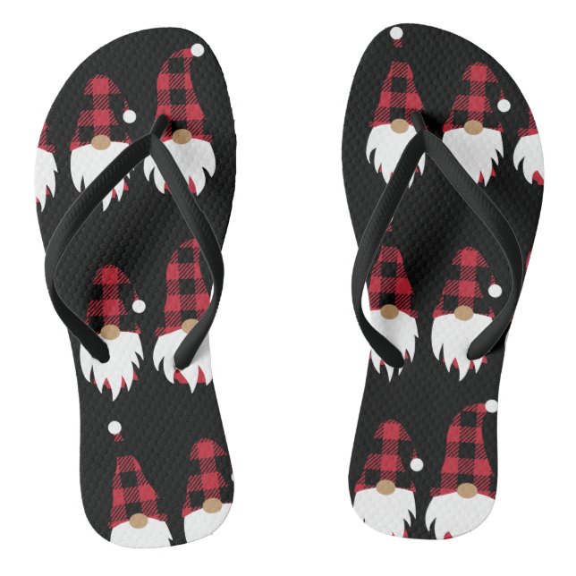 Christmas Gnome Adult Flip Flops, Slim Straps Flip Flops (Footbed)
