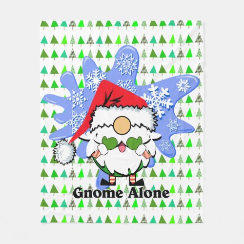 Christmas Gnome Alone Cute Movie Parody XMas Trees Fleece Blanket