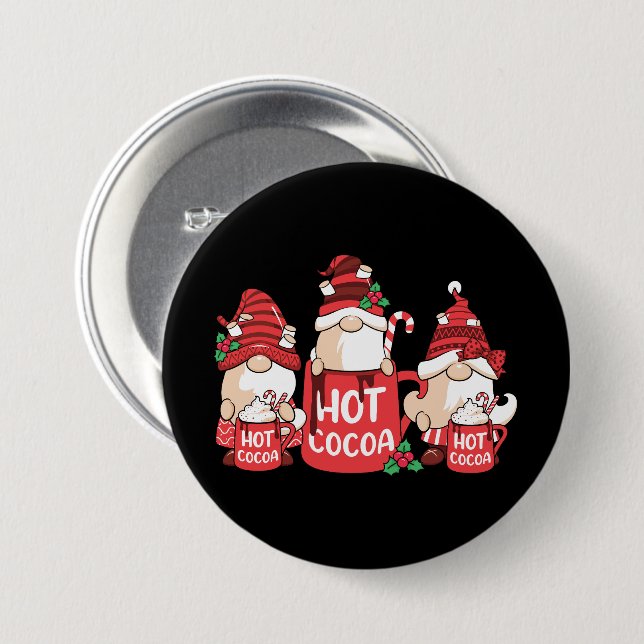 Christmas Gnome and Hot Cocoa Button (Front & Back)