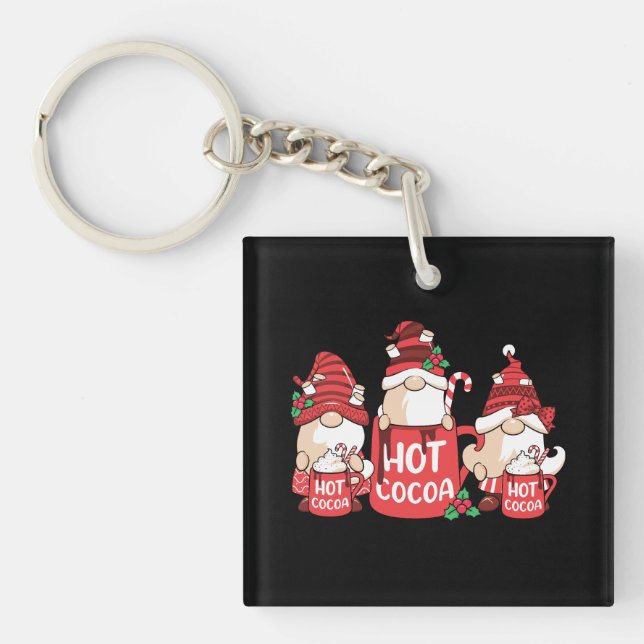 Christmas Gnome and Hot Cocoa Keychain (Front)