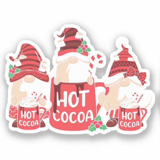 Christmas Gnome and Hot Cocoa Sticker (Front)