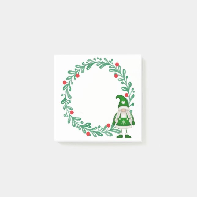 Christmas Gnome And Wreath Notes (Front)