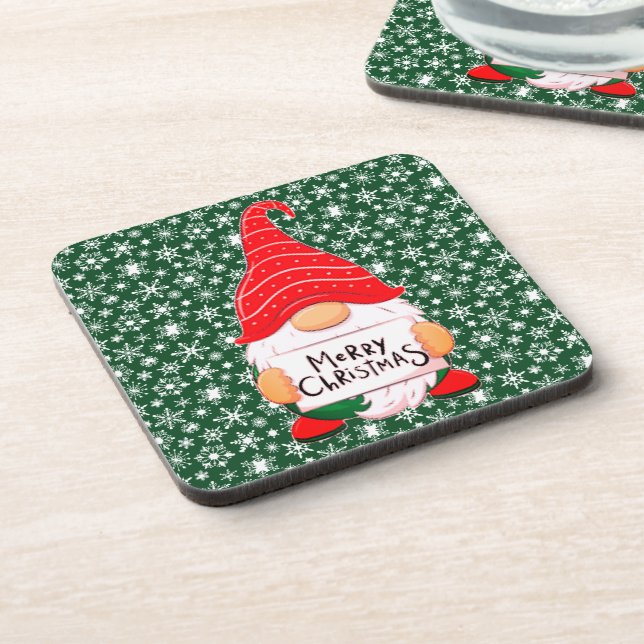 Christmas Gnome   Beverage Coaster (Left Side)