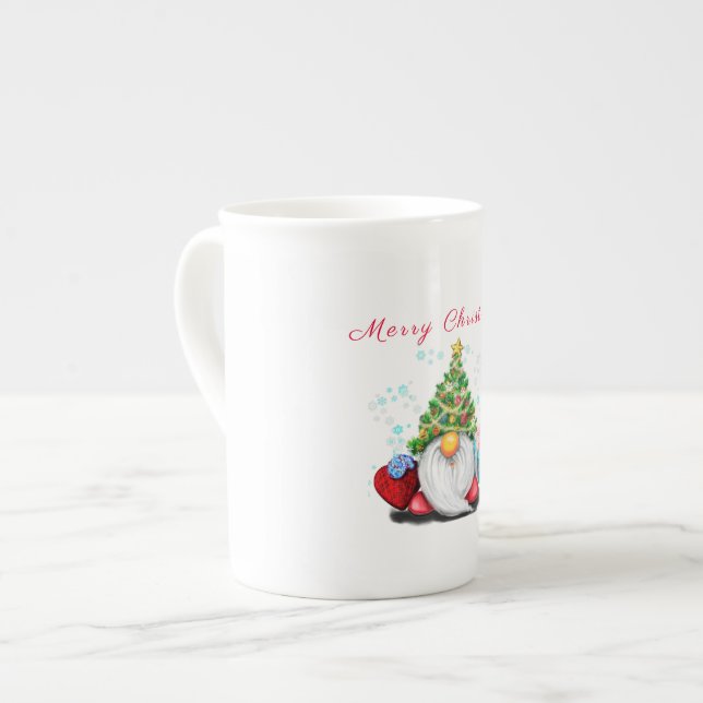 Christmas Gnome Bone China Mug (Front Left)