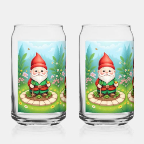 Christmas Gnome  Can Glass