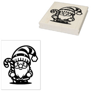 Christmas Gnome Candy Cane Rubber Stamp