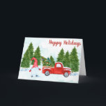 Christmas Gnome Card<br><div class="desc">A gnome stands in front of his red truck with the Christmas trees he has cut down.
Front of card reads: Happy Holidays
Inside of card reads: Wishing you all the joy and happiness of the season.
You can easily customize all text with just a few clicks.</div>