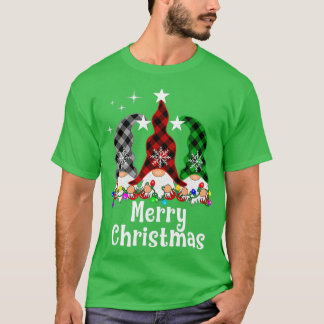 Christmas Gnome Christmas Lights Buffalo Plaid Gno T-Shirt