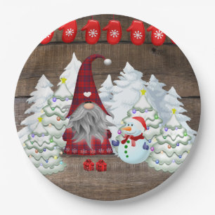 Christmas Gnome Christmas Trees Snowman Paper Plates