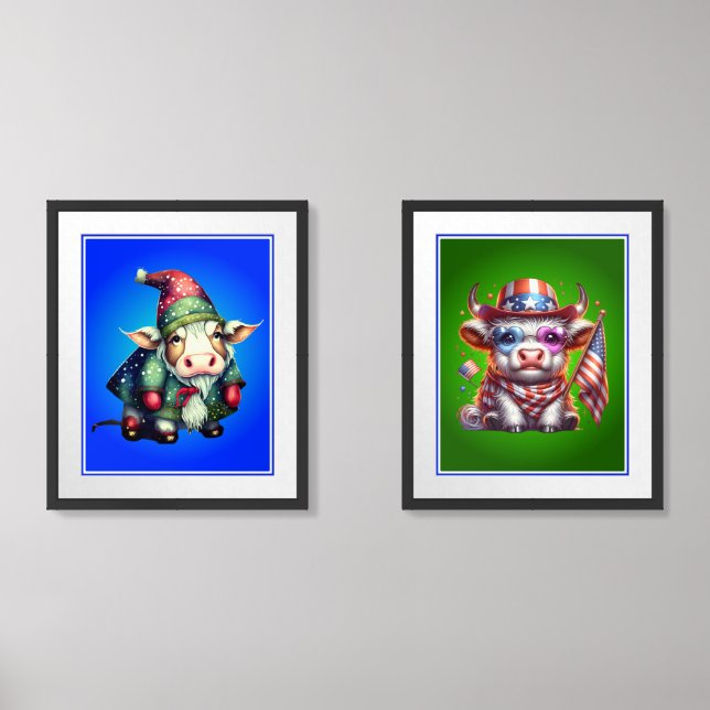 Christmas Gnome Cow-83456-60643 Wall Art Sets (Front)