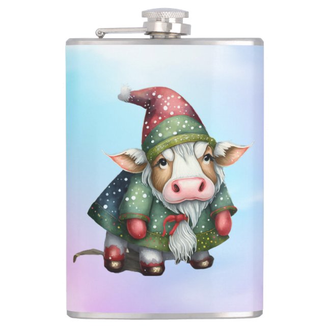 Christmas Gnome Cow Design-83456 Flask (Front)