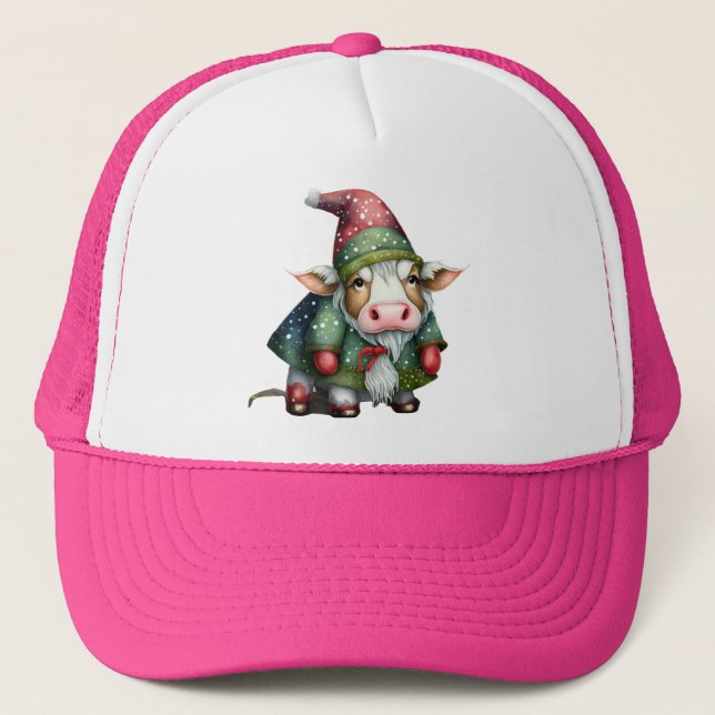 Christmas Gnome Cow Design-83456 Trucker Hat (Front)