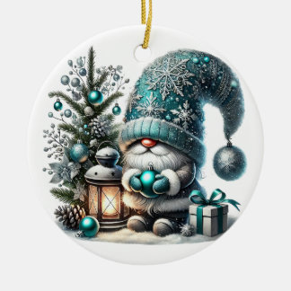 Christmas gnome cozy Christmas cozy gnome Ceramic Ornament