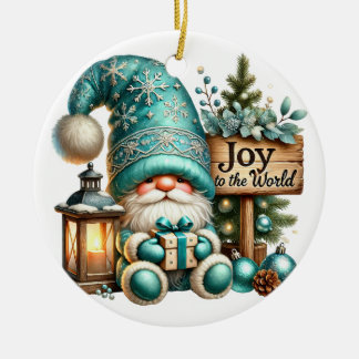 Christmas gnome cozy Christmas cozy gnome Joy Ceramic Ornament