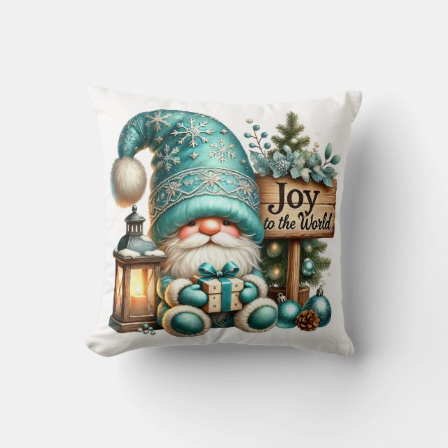 Christmas gnome cozy Christmas cozy gnome Joy Throw Pillow (Front)