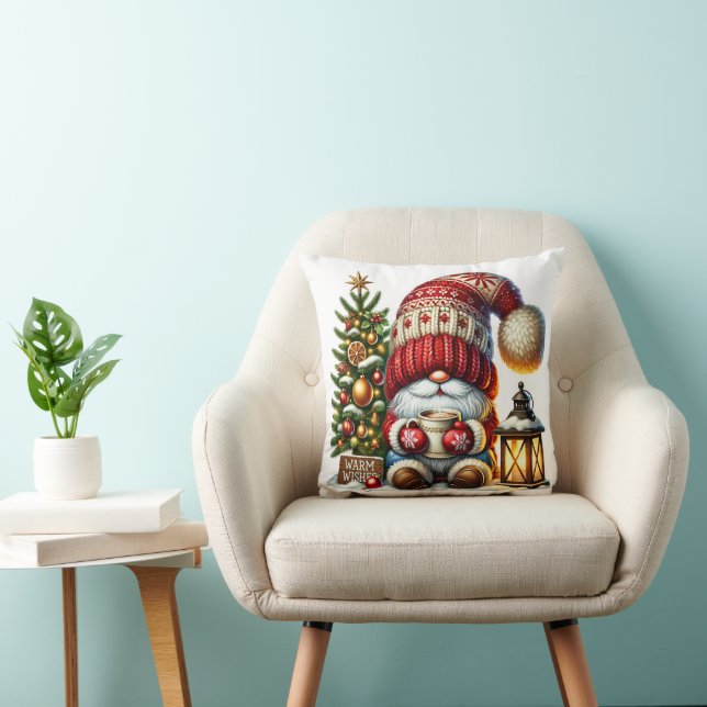 Christmas gnome cozy Christmas cozy gnome Wishes Throw Pillow (Chair)