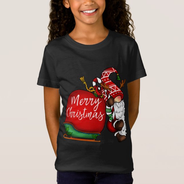 Christmas Gnome Cute Garden Gnome T-Shirt (Front)