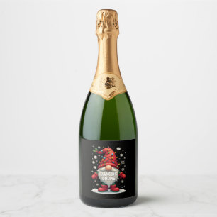 Christmas Gnome Dancing Gnome Family Christmas (3) Sparkling Wine Label