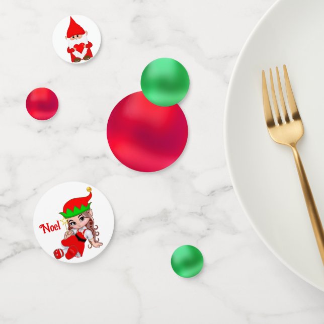 Christmas Gnome, Fairy & Green Red Confetti (Group)