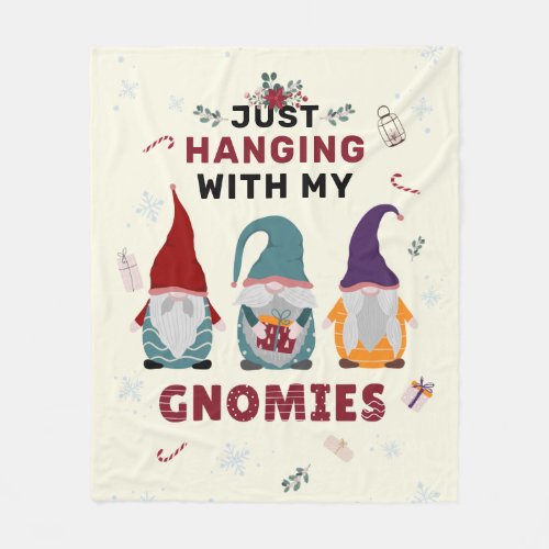 Christmas Gnome Family Cute Fleece Blanket