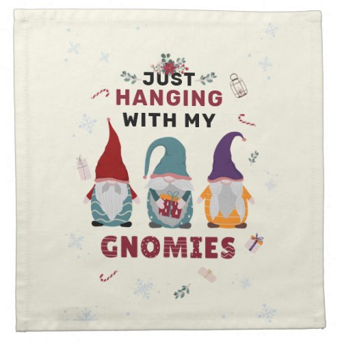 Christmas Gnome Family Cute Hanging Out Gnomies Cloth Napkin