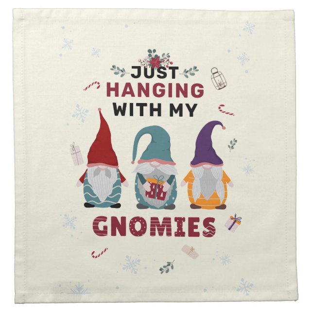 Christmas Gnome Family Cute Hanging Out Gnomies Cloth Napkin (Front)