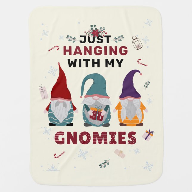 Christmas Gnome Family Hanging with Gnomies Baby Blanket (Front)