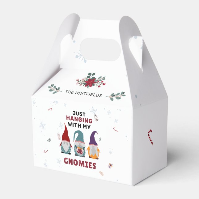 Christmas Gnome Family Just Hanging With Gnomies Favor Boxes (Front Side)