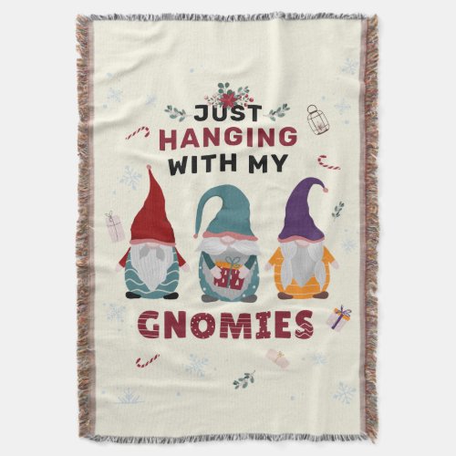 Christmas Gnome Family Just Hanging With Gnomies Throw Blanket