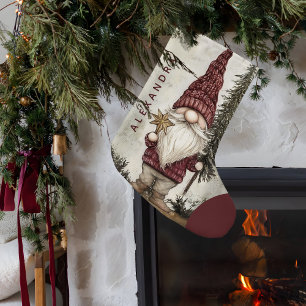 Christmas Gnome for the Holidays Custom Name Small Christmas Stocking