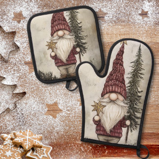 Christmas Gnome for the Holidays Oven Mitt & Pot Holder Set