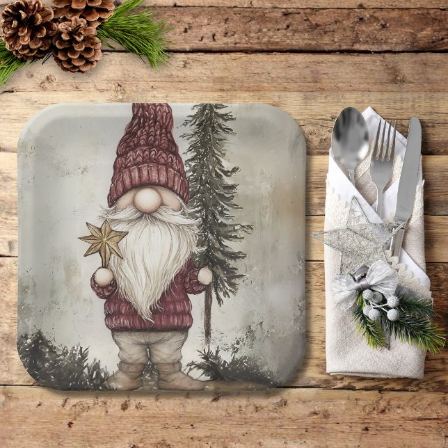 Christmas Gnome for the Holidays Paper Plates (Creator Uploaded)