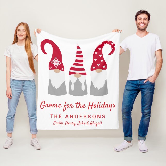 Christmas Gnome for the Holidays Personalized Fleece Blanket (In Situ)