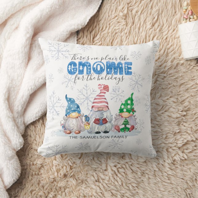 Christmas GNOME FOR THE HOLIDAYS Personalized Throw Pillow (Blanket)