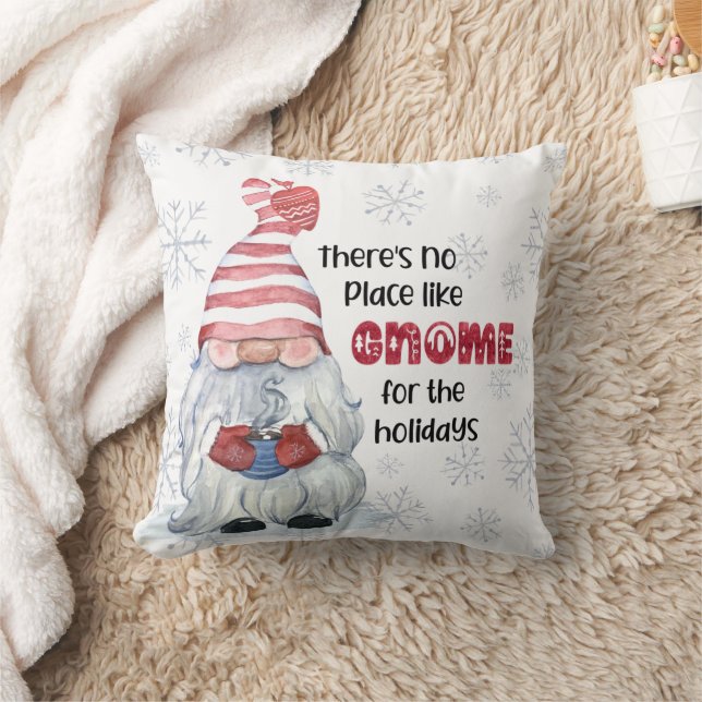 Christmas GNOME FOR THE HOLIDAYS Throw Pillow (Blanket)