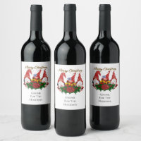 Christmas Gnome For The Holidays Trendy Wine Label