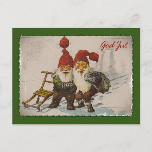 Christmas Gnome Friends Holiday Postcard