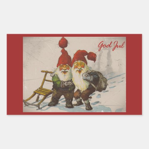 Christmas Gnome Friends Rectangular Sticker