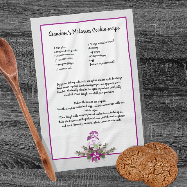 Christmas Gnome garland Gray Recipe keepsake  Kitc Kitchen Towel (Creator Uploaded)
