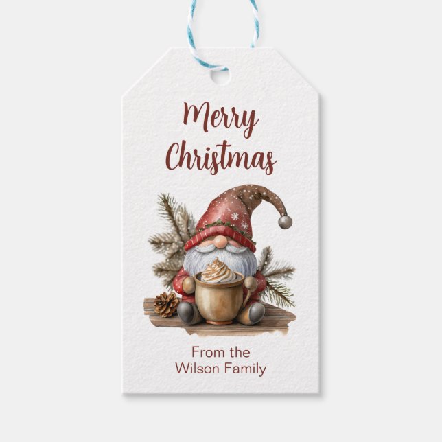 Christmas Gnome Gift tag for presents (Front)