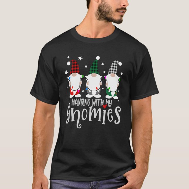 Christmas Gnome Hanging With My Gnomies Men Women  T-Shirt (Front)