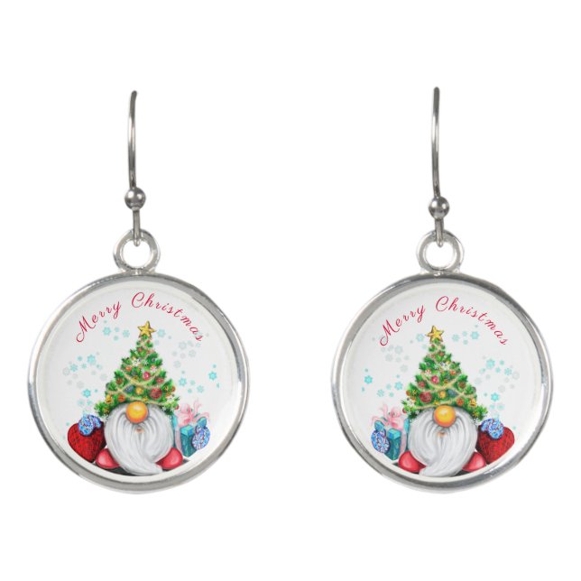 Christmas Gnome Hat Earrings (Front)