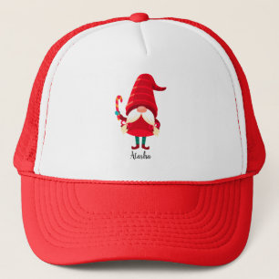 Christmas Gnome Holding A Candy Cane Trucker Hat